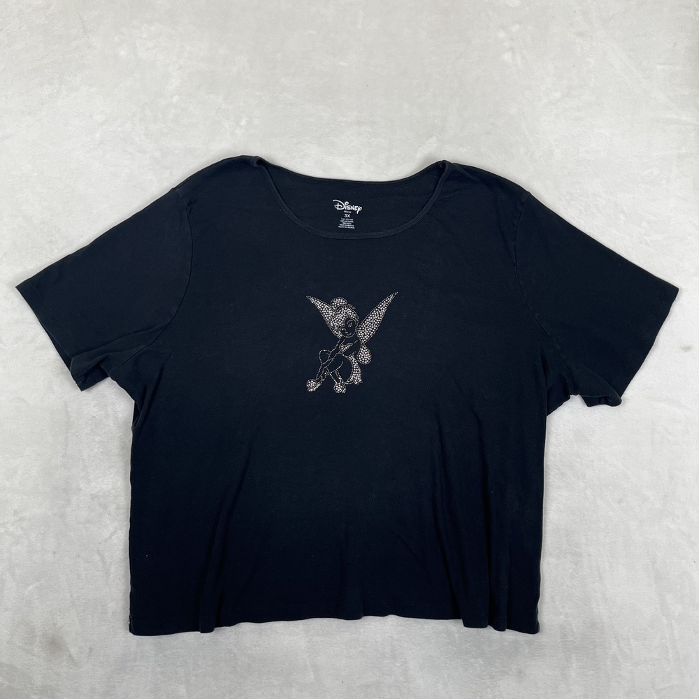 Disney T-Shirt Womens 3X Black Rhinestone Tinker Bell Fairy Plus Graphic Tee